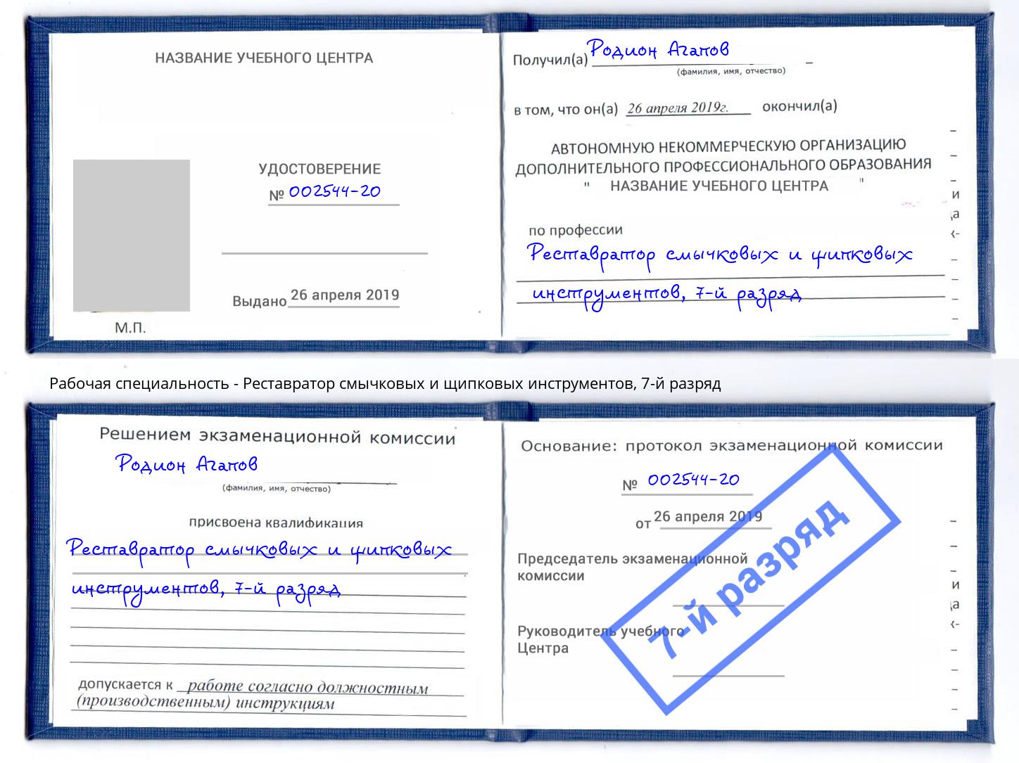 корочка 7-й разряд Реставратор смычковых и щипковых инструментов Улан-Удэ