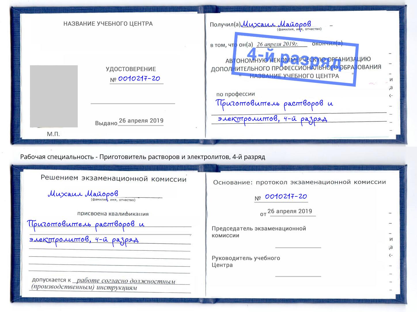 корочка 4-й разряд Приготовитель растворов и электролитов Улан-Удэ